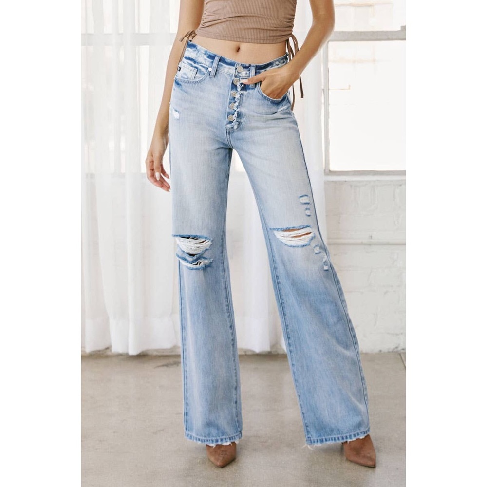 PRICE DROP Ruby 90’s Ultra High Rise Exposed Button Flare Jeans - Picture 3 of 10